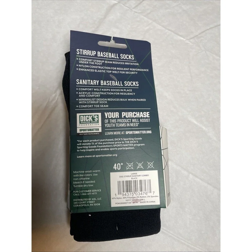 DSG‎ Stirrup + Sanitary Baseball/Softball Socks Combo Pack Shoe Sz 8-13/L NEW